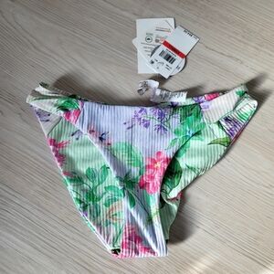 NEW BECCA Reversible Floral Ribbed Hipster size XSmall Resortwear